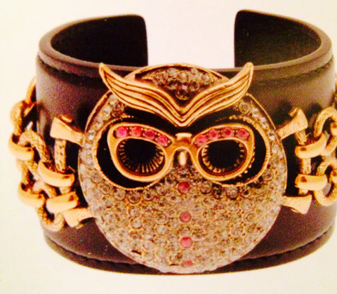 Leather Cuff With Owl