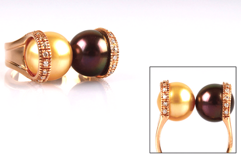 " Australian Gold and Tahitian Chocolate Pearl " Ring