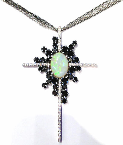 Opal's Cross with Black Diamonds