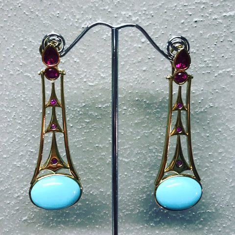 Pendant Earrings " Turquoises "