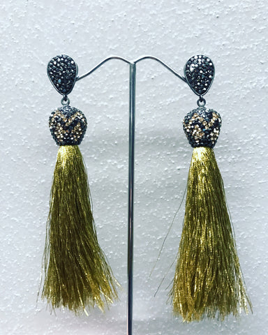 Pendant Earrings in Silver 925 " Crowns of zircons"