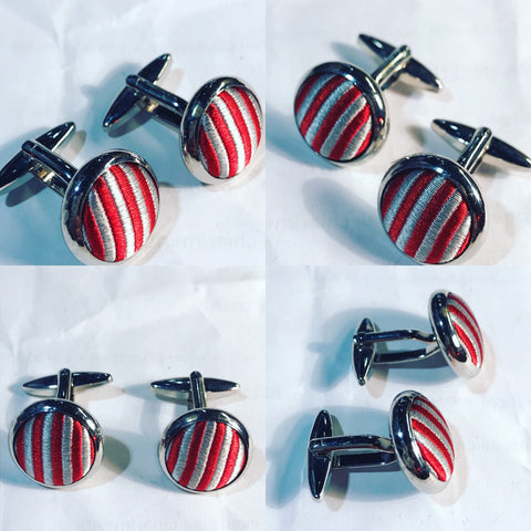 Cufflinks " Red and White Cotton Stripes"