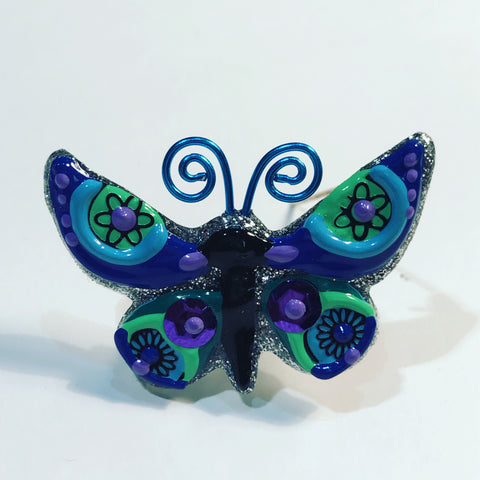 Brooch with Multi Colour Polishes : " Butterfly "