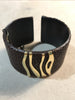 Brown Leather Cuff with Lines of Gold