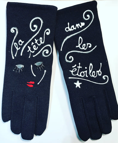 Gloves French Style : " La Tete dans les etoile' "