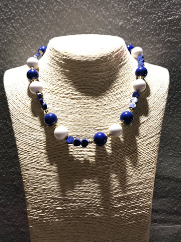 Lapis and White Onyx Necklace
