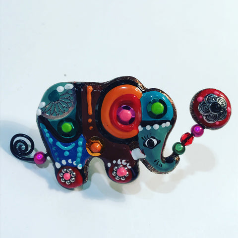 Brooch with Multi Colour Polishes : " Elephant "