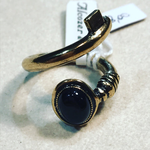 Ring with Quartz and Black Onyx