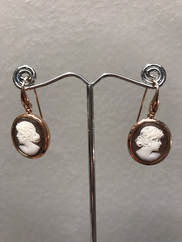 Pendant Earrings with Cameo " Old Portrait "