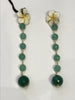 Earrings with Flowers and Green Quartz Pendant