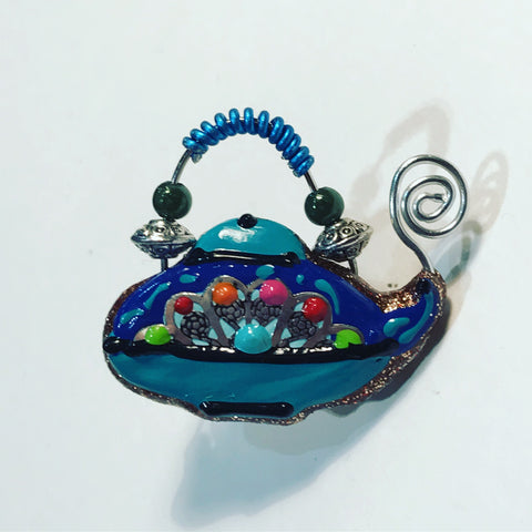 Brooch with Multi Colour Polishes : " The Tea Pot "