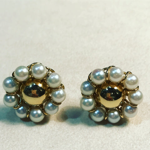 Earrings " Sunflower of Pearls "