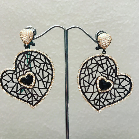 Pendant Earrings " Couple of Hearts "