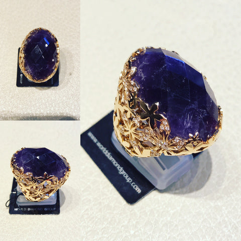 Ring with Amethyst and Rose Gold