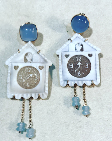 Pendant Earrings with Clock