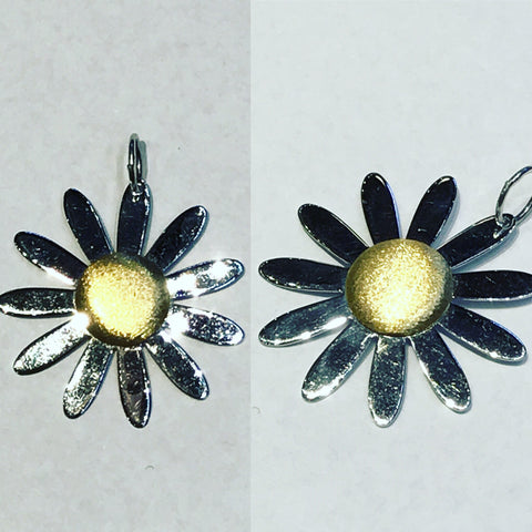 Pendant " Flower in White and Yellow Gold "