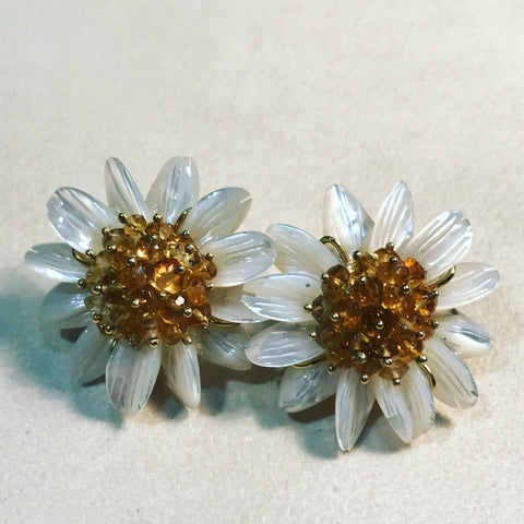 Earrings " Sunflower of Mother of Pearl "