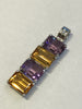 Pendant with Baguette of Amethyst and Citrine Quartz