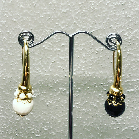 Earrings " Black and White Onyx "
