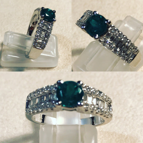 Ring with Emerald and Baguette Diamonds