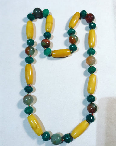 Necklace with Green and Yellow Quartz