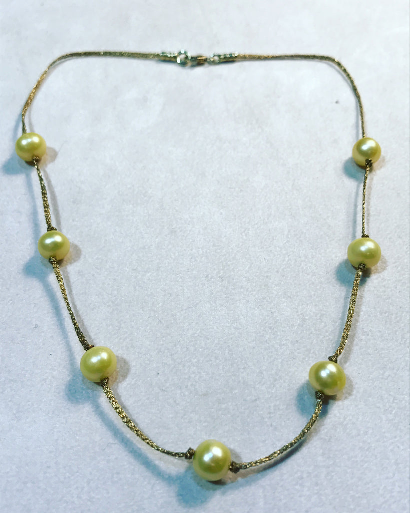 Necklace with Yellow Pearls " Oro Filato "