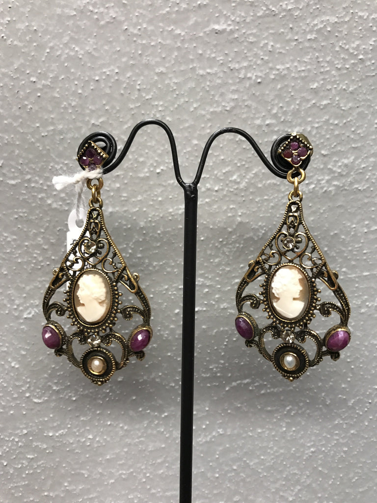 Pendant Earrings with Cameo and Quartz ref. OP4359C