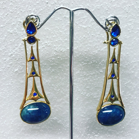 Pendant Earrings " The blue quartz "