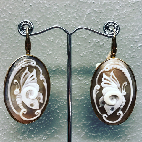 Pendant Earrings with Oval Cameo