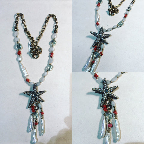 Necklace by Alcozer " Sea Star and Pearl " ref. C138GA13