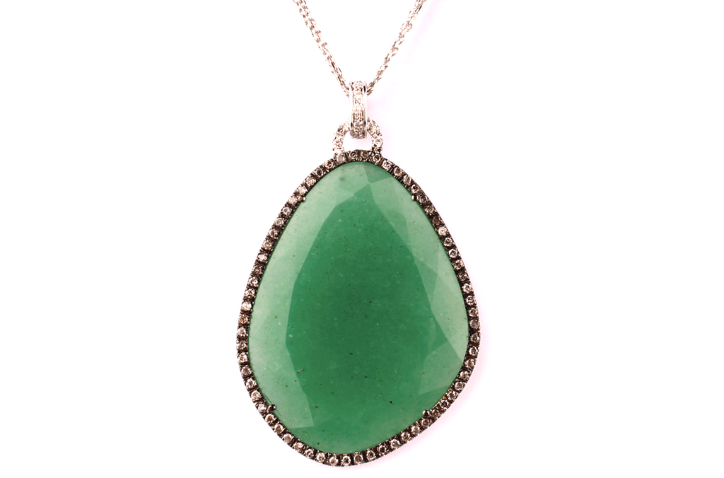 Green Jade Pendant and Ice Diamonds