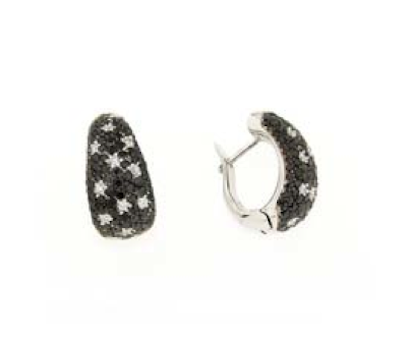 " Black and White Pave' Earrings "